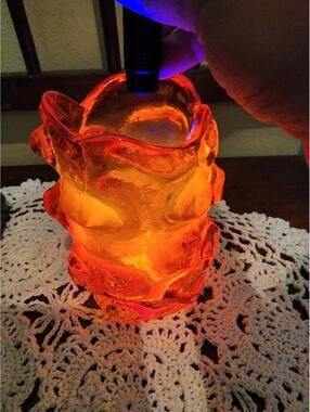 Rare Viking Glass Persimmon Short Stump Glimmer Patio MCM Cadmium Glow